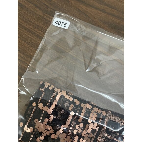 Black Sheer Sleeveless Dress With Bronze Sequin Geometric Pattern - Picture 5 of 6